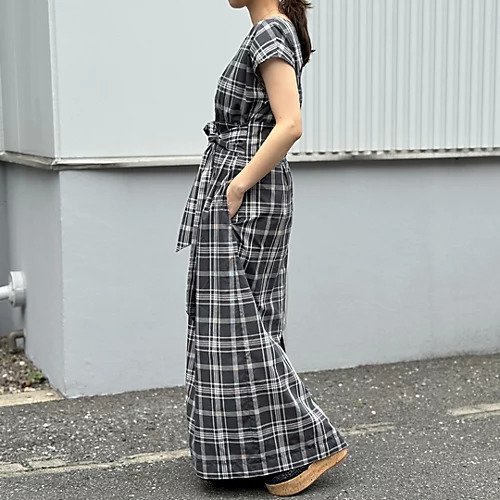 【トゥエルブクローゼット/12closet】の【洗える】腰高チェックワンピース 人気、トレンドファッション・服の通販 founy(ファニー) 　ファッション　Fashion　レディースファッション　Fashion for Women　ワンピース　Dresses　カッティング　Cutting Detail　チェック　Check, Plaid, Tartan　デコルテ　Décolleté, Neckline　リボン　Ribbon, Bow　ロング　Long, Long-Length　夏　Summer　洗える　Machine Washable　other-3|ID: prp329100004515078 ipo3291000000033246260