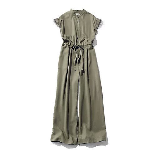 【トゥエルブクローゼット/12closet】の【DEAR DAYS】【洗える】繊細レーススリーブの落ち感オールインワン インテリア・キッズ・メンズ・レディースファッション・服の通販 founy(ファニー) 　ファッション　Fashion　レディースファッション　WOMEN　ワンピース　Dress　オールインワン ワンピース　All In One Dress　スリーブ　Sleeve　ドレープ　Drape　フレンチ　French　リボン　Ribbon　レース　Race　洗える　Washable　オリーブ|ID: prp329100004515083 ipo3291000000031901454