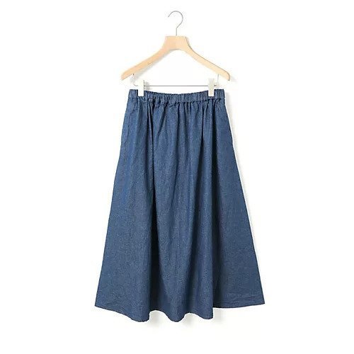 【ミディウミ/MidiUmi】のデニムフレアスカート インテリア・キッズ・メンズ・レディースファッション・服の通販 founy(ファニー) 　ファッション　Fashion　レディースファッション　WOMEN　スカート　Skirt　Aライン/フレアスカート　Flared A-Line Skirts　インディゴ　Indigo　ギャザー　Gather　デニム　Denim　フレア　Flare　リラックス　Relax　夏　Summer　定番　Standard　ブルー|ID: prp329100004515110 ipo3291000000031901592