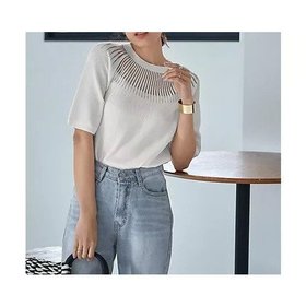 【スタイルデリ/STYLE DELI】のデコルテシアー5分袖シャリ感ニットトップス 人気、トレンドファッション・服の通販 founy(ファニー) ファッション Fashion レディースファッション WOMEN トップス・カットソー Tops/Tshirt ニット Knit Tops イエロー Yellow インナー Inner サマー Summer サロペット Overalls シアー Sheer ジャケット Jacket ストライプ Stripe スマート Smart スリット Slit デコルテ Decolletage 定番 Standard フィット Fit ポケット Pocket 半袖 Short Sleeve 夏 Summer |ID:prp329100004515165