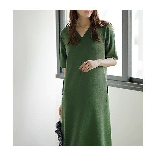 【スタイルデリ/STYLE DELI】のニュアンス糸のシャリ感Vネックワンピース 人気、トレンドファッション・服の通販 founy(ファニー) 　ファッション　Fashion　レディースファッション　WOMEN　ワンピース　Dress　くるぶし　Ankle　サマー　Summer　サンダル　Sandals　スニーカー　Sneakers　スリット　Slit　スリーブ　Sleeve　ノースリーブ　No Sleeve　ハーフ　Half　フロント　Front　ペチコート　Petticoat　ボーダー　Border　ポケット　Pocket　半袖　Short Sleeve　ミックス　Mix　無地　Plain Color　夏　Summer　エレガント 上品　Elegant　other-2|ID: prp329100004515170 ipo3291000000031902386
