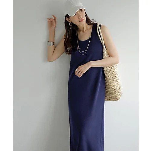 【スタイルデリ/STYLE DELI】のソウバリ編みタンクワンピースC インテリア・キッズ・メンズ・レディースファッション・服の通販 founy(ファニー) 　ファッション　Fashion　レディースファッション　WOMEN　ワンピース　Dress　インナー　Inner　くるぶし　Ankle　キャミソール　Camisole　シアー　Sheer　シンプル　Simple　スタイリッシュ　Stylish　スリット　Slit　タンク　Tank　デコルテ　Decolletage　ノースリーブ　No Sleeve　人気　Popularity　フォルム　Form　ポケット　Pocket　ラウンド　Round　夏　Summer　ネイビー|ID: prp329100004515171 ipo3291000000031902393
