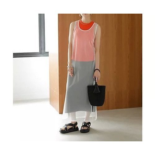 【スタイルデリ/STYLE DELI】の重ねて楽しむチュールオーバーワンピース 人気、トレンドファッション・服の通販 founy(ファニー) 　ファッション　Fashion　レディースファッション　WOMEN　ワンピース　Dress　イエロー　Yellow　エアリー　Airy　春　Spring　くるぶし　Ankle　カットソー　Cut And Sew　クール　Cool　シアー　Sheer　シンプル　Simple　スリット　Slit　タンク　Tank　チュール　Tulle　デコルテ　Decolletage　デニム　Denim　定番　Standard　ノースリーブ　No Sleeve　ポケット　Pocket　マーブル　Marble　ラウンド　Round　ロング　Long　ワイド　Wide　A/W・秋冬　Aw・Autumn/Winter・Fw・Fall-Winter　S/S・春夏　Ss・Spring/Summer　夏　Summer　 other-1|ID: prp329100004515173 ipo3291000000031902399