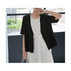 【スタイルデリ/STYLE DELI】の綿麻ノーカラー5分袖ジャケット ブラック|ID: prp329100004515181 ipo3291000000031902456