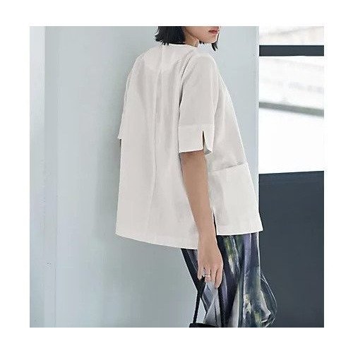 【スタイルデリ/STYLE DELI】の綿麻ノーカラー5分袖ジャケット インテリア・キッズ・メンズ・レディースファッション・服の通販 founy(ファニー) 　ファッション　Fashion　レディースファッション　WOMEN　アウター　Coat Outerwear　ジャケット　Jackets　サロペット　Overalls　ジャケット　Jacket　スタイリッシュ　Stylish　スリット　Slit　定番　Standard　フォルム　Form　フラット　Flat　フロント　Front　ポケット　Pocket　半袖　Short Sleeve　夏　Summer　ホワイト|ID: prp329100004515181 ipo3291000000031902457