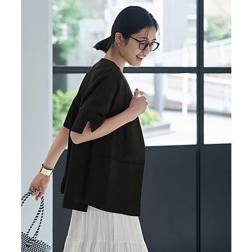 【スタイルデリ/STYLE DELI】の綿麻ノーカラー5分袖ジャケット 人気、トレンドファッション・服の通販 founy(ファニー) 　ファッション　Fashion　レディースファッション　WOMEN　アウター　Coat Outerwear　ジャケット　Jackets　サロペット　Overalls　ジャケット　Jacket　スタイリッシュ　Stylish　スリット　Slit　定番　Standard　フォルム　Form　フラット　Flat　フロント　Front　ポケット　Pocket　半袖　Short Sleeve　夏　Summer　other-3|ID: prp329100004515181 ipo3291000000031902459