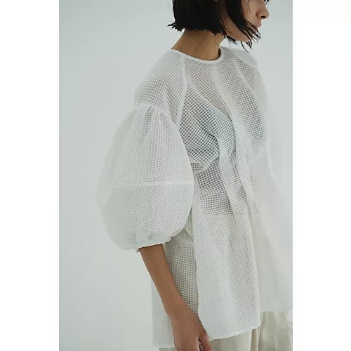 【クラネ/CLANE】のSHEER PLAID VOLUME SLEEVE TOPS 人気、トレンドファッション・服の通販 founy(ファニー) 　ファッション　Fashion　レディースファッション　WOMEN　トップス・カットソー　Tops/Tshirt　ボリュームスリーブ / フリル袖　Volume Sleeve　2025年　2025　2025春夏・S/S　Ss,Spring/Summer,2025　チェック　Check　バランス　Balance　エレガント 上品　Elegant　other-2|ID: prp329100004516115 ipo3291000000031914047