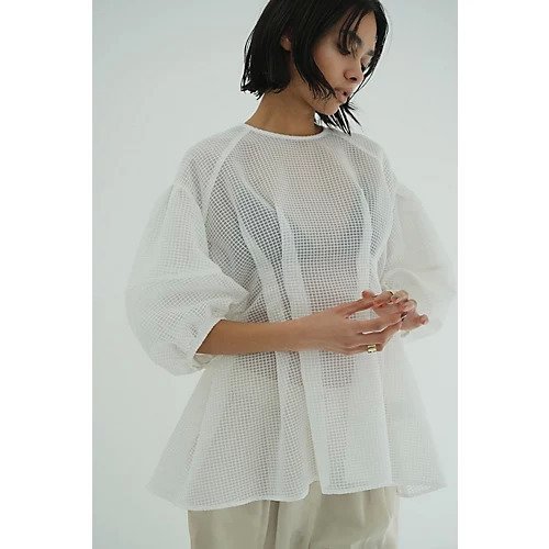 【クラネ/CLANE】のSHEER PLAID VOLUME SLEEVE TOPS 人気、トレンドファッション・服の通販 founy(ファニー) 　ファッション　Fashion　レディースファッション　WOMEN　トップス・カットソー　Tops/Tshirt　ボリュームスリーブ / フリル袖　Volume Sleeve　2025年　2025　2025春夏・S/S　Ss,Spring/Summer,2025　チェック　Check　バランス　Balance　エレガント 上品　Elegant　other-3|ID: prp329100004516115 ipo3291000000031914049