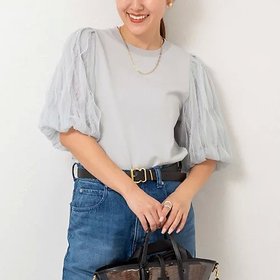 【ノーリーズソフィー/NOLLEY'S sophi】の《手洗い可能》袖チュールプルオーバーニット 人気、トレンドファッション・服の通販 founy(ファニー) ファッション Fashion レディースファッション WOMEN トップス・カットソー Tops/Tshirt ニット Knit Tops プルオーバー Pullover 2025年 2025 2025春夏・S/S Ss,Spring/Summer,2025 チュール Tulle ベーシック Basic ワイド Wide |ID:prp329100004516120