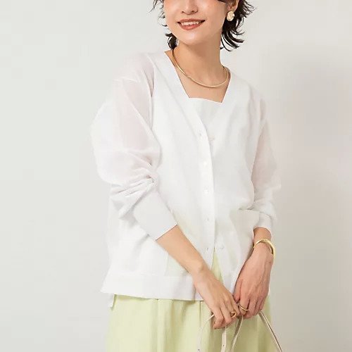【ノーリーズソフィー/NOLLEY'S sophi】の《手洗い可能》綿混シアーVネックカーディガン インテリア・キッズ・メンズ・レディースファッション・服の通販 founy(ファニー) 　ファッション　Fashion　レディースファッション　WOMEN　トップス・カットソー　Tops/Tshirt　カーディガン　Cardigans　Vネック　V-Neck　2025年　2025　2025春夏・S/S　Ss,Spring/Summer,2025　おすすめ　Recommend　カーディガン　Cardigan　シアー　Sheer　夏　Summer　オフホワイト|ID: prp329100004516121 ipo3291000000031914157