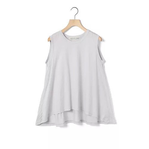 【ミディウミ/MidiUmi】のクルーネックノースリーブフレアタンクトップ インテリア・キッズ・メンズ・レディースファッション・服の通販 founy(ファニー) 　ファッション　Fashion　レディースファッション　WOMEN　トップス・カットソー　Tops/Tshirt　キャミソール / ノースリーブ　No Sleeves　インナー　Inner　ベーシック　Basic　人気　Popularity　再入荷　Restock/Back In Stock/Re Arrival　夏　Summer　ライトグレー|ID: prp329100004516259 ipo3291000000031915541