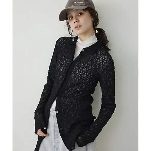 【ウィムガゼット/Whim Gazette】の【THE PAUSE】ストレッチレースシャツ インテリア・キッズ・メンズ・レディースファッション・服の通販 founy(ファニー) 　ファッション　Fashion　レディースファッション　WOMEN　トップス・カットソー　Tops/Tshirt　シャツ/ブラウス　Shirts/Blouses　インナー　Inner　ヴィンテージ　Vintage　グラデーション　Gradation　ストレッチ　Stretch　透かし　Watermark　ボトム　Bottom　レース　Race　ワーク　Work　おすすめ　Recommend　2025年　2025　2025春夏・S/S　Ss,Spring/Summer,2025　ブラック|ID: prp329100004521055 ipo3291000000031974106