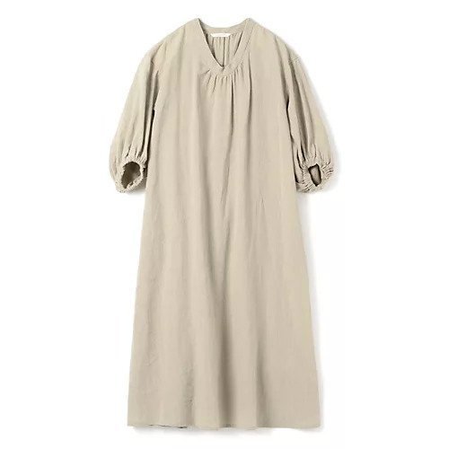 【プレインピープル/PLAIN PEOPLE】のリネンソフトフィニッシュワンピース インテリア・キッズ・メンズ・レディースファッション・服の通販 founy(ファニー) 　ファッション　Fashion　レディースファッション　WOMEN　ワンピース　Dress　ギャザー　Gather　スリーブ　Sleeve　ベージュ|ID: prp329100004521091 ipo3291000000031974400