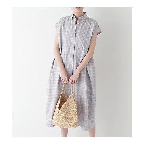 【ヒューマンウーマン/HUMAN WOMAN】のハイカンウントツイルワンピース インテリア・キッズ・メンズ・レディースファッション・服の通販 founy(ファニー) 　ファッション　Fashion　レディースファッション　WOMEN　ワンピース　Dress　おすすめ　Recommend　ギンガム　Gingham　サンダル　Sandals　スニーカー　Sneakers　スリーブ　Sleeve　ツイル　Twill　ビッグ　Big　フレンチ　French　ヴィンテージ　Vintage　無地　Plain Color　グレーギンガム|ID: prp329100004522207 ipo3291000000031986901