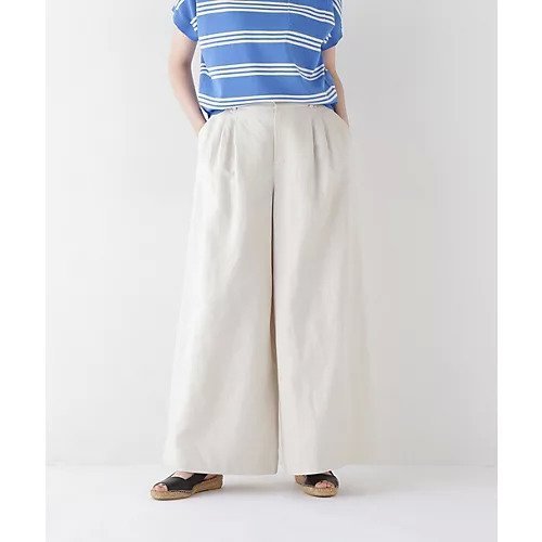 【ヒューマンウーマン/HUMAN WOMAN】のリネンタック入りバギーパンツ インテリア・キッズ・メンズ・レディースファッション・服の通販 founy(ファニー) 　ファッション　Fashion　レディースファッション　WOMEN　パンツ　Pants　おすすめ　Recommend　キャンバス　Canvas　コンパクト　Compact　セットアップ　Set Up　ダブル　Double　リネン　Linen　リラックス　Relax　エクリュ|ID: prp329100004522229 ipo3291000000031987055