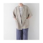 【ヒューマンウーマン/HUMAN WOMAN】のR/C麻ライトタッサータンブラージャケット 人気、トレンドファッション・服の通販 founy(ファニー) ファッション Fashion レディースファッション WOMEN アウター Coat Outerwear ジャケット Jackets おすすめ Recommend ジャケット Jacket スタンダード Standard タンブラー Tumbler ダブル Double ボトム Bottom ボーダー Border リネン Linen 半袖 Short Sleeve 夏 Summer 春 Spring thumbnail グレージュ|ID: prp329100004522242 ipo3291000000031987175