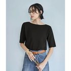 【スタイルデリ/STYLE DELI】のサラッとした5分袖ボートネックニットB ブラック|ID: prp329100004522315 ipo3291000000031988100