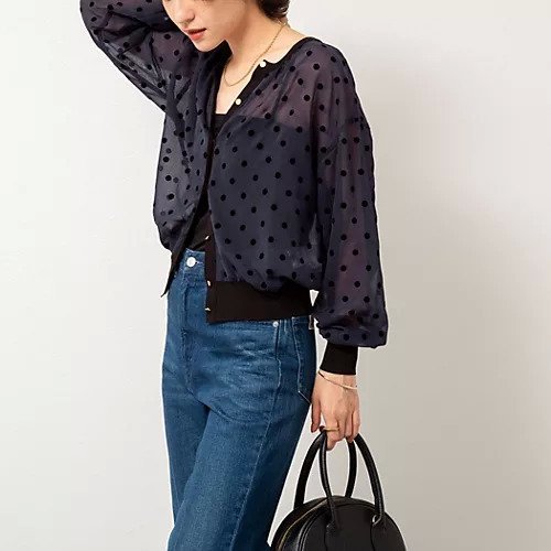 【ノーリーズ/NOLLEY'S】のシアーフロッキードットクルーネックカーディガン インテリア・キッズ・メンズ・レディースファッション・服の通販 founy(ファニー) 　ファッション　Fashion　レディースファッション　WOMEN　トップス・カットソー　Tops/Tshirt　カーディガン　Cardigans　2025年　2025　2025春夏・S/S　Ss,Spring/Summer,2025　おすすめ　Recommend　エレガント 上品　Elegant　カーディガン　Cardigan　シアー　Sheer　ドット　Dot　プリント　Print　人気　Popularity　ネイビー|ID: prp329100004522316 ipo3291000000031988110