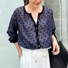【ノーリーズ/NOLLEY'S】のシアーフロッキードットクルーネックカーディガン ネイビー|ID: prp329100004522316 ipo3291000000032522961