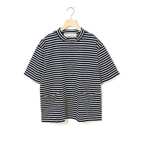 【ミディウミ/MidiUmi】のサイドポケットボーダーTシャツ 人気、トレンドファッション・服の通販 founy(ファニー) 　ファッション　Fashion　レディースファッション　WOMEN　トップス・カットソー　Tops/Tshirt　シャツ/ブラウス　Shirts/Blouses　ロング / Tシャツ　T-Shirts　フロント　Front　ベーシック　Basic　ボトルネック　Bottleneck　ボーダー　Border　ポケット　Pocket　無地　Plain Color　other-2|ID: prp329100004523583 ipo3291000000031998863