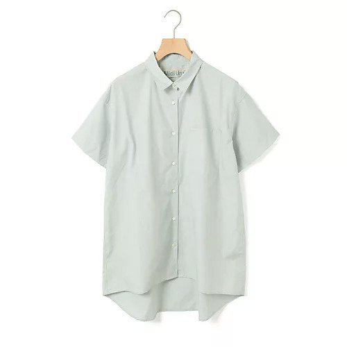 【ミディウミ/MidiUmi】のハーフスリーブ柄ワイドロングシャツ インテリア・キッズ・メンズ・レディースファッション・服の通販 founy(ファニー) 　ファッション　Fashion　レディースファッション　WOMEN　トップス・カットソー　Tops/Tshirt　シャツ/ブラウス　Shirts/Blouses　スリーブ　Sleeve　タイプライター　Typewriter　チュニック　Tunic　ハーフ　Half　ポケット　Pocket　ループ　Loop　夏　Summer　無地　Plain Color　グリーン|ID: prp329100004523590 ipo3291000000031998913