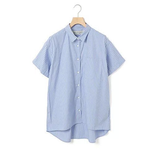 【ミディウミ/MidiUmi】のハーフスリーブ柄ワイドロングシャツ インテリア・キッズ・メンズ・レディースファッション・服の通販 founy(ファニー) 　ファッション　Fashion　レディースファッション　WOMEN　トップス・カットソー　Tops/Tshirt　シャツ/ブラウス　Shirts/Blouses　スリーブ　Sleeve　タイプライター　Typewriter　チュニック　Tunic　ハーフ　Half　ポケット　Pocket　ループ　Loop　夏　Summer　無地　Plain Color　ライトブルー|ID: prp329100004523590 ipo3291000000031998915