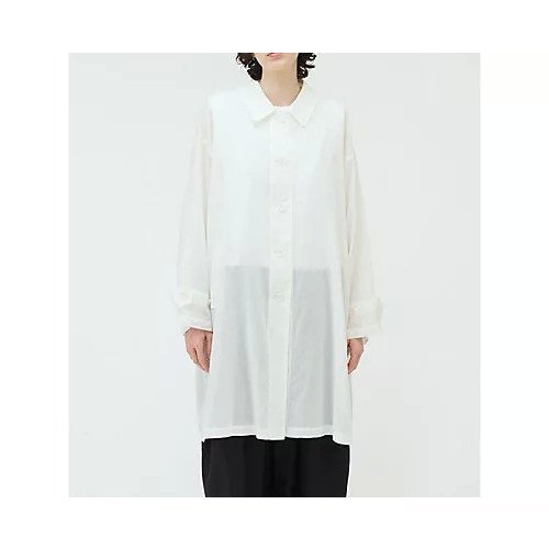 【ミズイロ インド/mizuiro ind】のシアーステンカラーロングシャツ インテリア・キッズ・メンズ・レディースファッション・服の通販 founy(ファニー) 　ファッション　Fashion　レディースファッション　WOMEN　トップス・カットソー　Tops/Tshirt　シャツ/ブラウス　Shirts/Blouses　シアー　Sheer　フロント　Front　ベーシック　Basic　ポケット　Pocket　オフホワイト|ID: prp329100004523614 ipo3291000000031999062