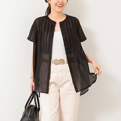 【ノーリーズ/NOLLEY'S】のフレンチスリーブオーバーシャツ インテリア・キッズ・メンズ・レディースファッション・服の通販 founy(ファニー) 　ファッション　Fashion　レディースファッション　WOMEN　トップス・カットソー　Tops/Tshirt　シャツ/ブラウス　Shirts/Blouses　2025年　2025　2025春夏・S/S　Ss,Spring/Summer,2025　おすすめ　Recommend　シアー　Sheer　スリーブ　Sleeve　デニム　Denim　フレンチ　French　夏　Summer　ブラック|ID: prp329100004523621 ipo3291000000031999109