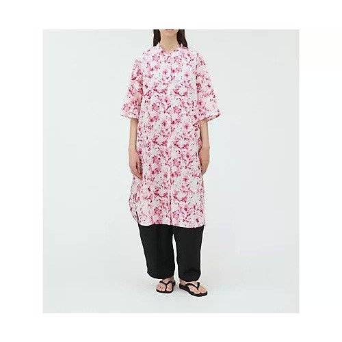 【ミズイロ インド/mizuiro ind】のフラワープリントスタンドカラーシャツワンピース 人気、トレンドファッション・服の通販 founy(ファニー) 　ファッション　Fashion　レディースファッション　WOMEN　ワンピース　Dress　シャツワンピース　Shirt Dresses　スリット　Slit　フラワー　Flower　プリント　Print　夏　Summer　 other-1|ID: prp329100004523669 ipo3291000000031999394