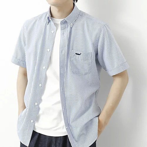【ノーリーズ グッドマン/NOLLEY'S goodman / MEN】の【PrimeFlex DotAir】《吸水速乾》ストレッチ クジラ BD S/S 25SS インテリア・キッズ・メンズ・レディースファッション・服の通販 founy(ファニー) 　ファッション　Fashion　メンズファッション　MEN　クール　Cool　吸水　Water Absorption　軽量　Lightweight　サッカー　Soccer　ストレッチ　Stretch　スポーツ　Sports　ダウン　Down　デニム　Denim　ドット　Dot　定番　Standard　パッチ　Patch　フィット　Fit　フロント　Front　ポケット　Pocket　半袖　Short Sleeve　メッシュ　Mesh　ワンポイント　One Point　S/S・春夏　Ss・Spring/Summer　夏　Summer　2025年　2025　2025春夏・S/S　Ss,Spring/Summer,2025　ブルー系その他|ID: prp329100004523687 ipo3291000000031999512