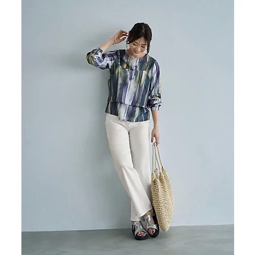 【スタイルデリ/STYLE DELI】の重ね着キャミセット水彩ストライプ柄ブラウス 人気、トレンドファッション・服の通販 founy(ファニー) 　ファッション　Fashion　レディースファッション　WOMEN　トップス・カットソー　Tops/Tshirt　キャミソール / ノースリーブ　No Sleeves　シャツ/ブラウス　Shirts/Blouses　イエロー　Yellow　春　Spring　秋　Autumn/Fall　カットソー　Cut And Sew　カフス　Cuffs　キャミ　Cami　キャミソール　Camisole　グラデーション　Gradation　シンプル　Simple　スタイリッシュ　Stylish　ストライプ　Stripe　スリット　Slit　セットアップ　Set Up　タートル　Turtle　長袖　Long Sleeve　バランス　Balance　パープル　Purple　パール　Pearl　ビスチェ　Bustier　フォルム　Form　プリント　Print　ベーシック　Basic　ポケット　Pocket　ミックス　Mix　モノトーン　Monotone　other-2|ID: prp329100004523903 ipo3291000000032001045