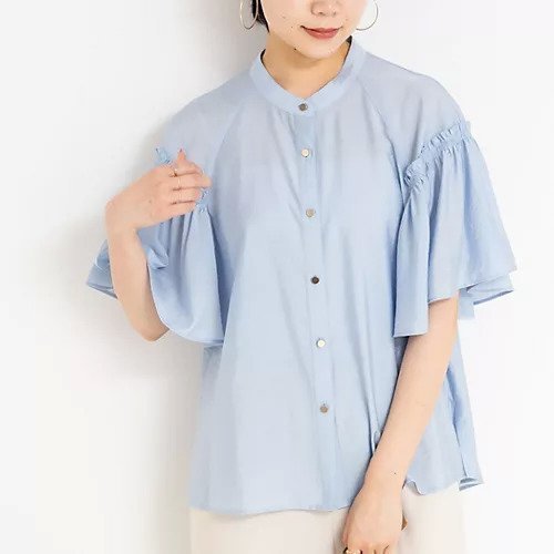 【ノーリーズソフィー/NOLLEY'S sophi】のシアーフレアスリーブブラウス インテリア・キッズ・メンズ・レディースファッション・服の通販 founy(ファニー) 　ファッション　Fashion　レディースファッション　Fashion for Women　トップス・カットソー　Cut & Sew Tops　シャツ・ブラウス・オフィスカジュアル　Elegant Blouses & Button-Ups　2025年　2025　2025春夏・S/S　Spring/Summer 2025 SS25　おすすめ　Recommended / Our Picks　ギャザー　Gathered, Ruffled　スリーブ　Sleeve, Long Sleeve / Short Sleeve　メタル　Metal, Metal Parts　ビジネス 仕事 通勤　Business / Work / Commuting　ライトブルー|ID: prp329100004529471 ipo3291000000032273577