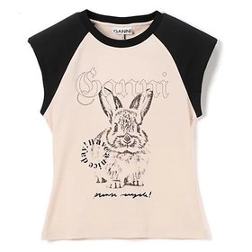 【ガニー/GANNI】 Basic Jersey Bunny Raglan T-shirt人気、トレンドファッション・服の通販 founy(ファニー) ファッション Fashion レディースファッション WOMEN トップス・カットソー Tops/Tshirt シャツ/ブラウス Shirts/Blouses ロング / Tシャツ T-Shirts 2025年 2025 2025春夏・S/S Ss,Spring/Summer,2025 おすすめ Recommend イラスト Illustration ガーリー Girly フレンチ French プリント Print 洗える Washable |ID:prp329100004532395
