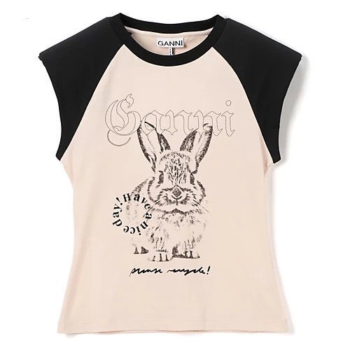 【ガニー/GANNI】のBasic Jersey Bunny Raglan T-shirt インテリア・キッズ・メンズ・レディースファッション・服の通販 founy(ファニー) 　ファッション　Fashion　レディースファッション　WOMEN　トップス・カットソー　Tops/Tshirt　シャツ/ブラウス　Shirts/Blouses　ロング / Tシャツ　T-Shirts　2025年　2025　2025春夏・S/S　Ss,Spring/Summer,2025　おすすめ　Recommend　イラスト　Illustration　ガーリー　Girly　フレンチ　French　プリント　Print　洗える　Washable　Primrose Pink|ID: prp329100004532395 ipo3291000000032037681