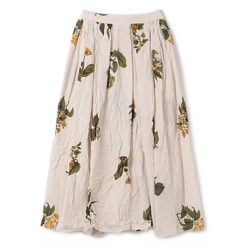 【パドカレ/pas de calais】の25SS夏の植物プリントSK インテリア・キッズ・メンズ・レディースファッション・服の通販 founy(ファニー) 　ファッション　Fashion　レディースファッション　WOMEN　スカート　Skirt　2025年　2025　2025春夏・S/S　Ss,Spring/Summer,2025　ギャザー　Gather　クラシカル　Classical　セットアップ　Set Up　フェミニン　Feminine　プリント　Print　ボタニカル　Botanical　ミモレ　Mimore　ロング　Long　夏　Summer　洗える　Washable　アイボリー|ID: prp329100004532427 ipo3291000000032037888