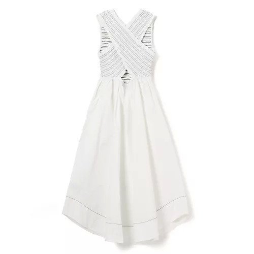【ガニー/GANNI】のWashed Stretch Cotton Smock Midi Straps Dress 人気、トレンドファッション・服の通販 founy(ファニー) 　ファッション　Fashion　レディースファッション　WOMEN　ワンピース　Dress　ドレス　Party Dresses　2025年　2025　2025春夏・S/S　Ss,Spring/Summer,2025　カーディガン　Cardigan　ストレッチ　Stretch　ノースリーブ　No Sleeve　フェミニン　Feminine　フレア　Flare　ボーダー　Border　ロング　Long　洗える　Washable　other-2|ID: prp329100004532454 ipo3291000000032038033