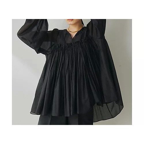 【ウィムガゼット/Whim Gazette】のシルクローンギャザーブラウス インテリア・キッズ・メンズ・レディースファッション・服の通販 founy(ファニー) 　ファッション　Fashion　レディースファッション　Ladies' Fashion Online　トップス・カットソー　Tops/Tshirt　シャツ/ブラウス　Shirts/Blouses　2025年　2025　2025春夏・S/S　Ss,Spring/Summer,2025　ギャザー　Gather　シルク　Silk　ハンド　Hand　ランダム　Random　エレガント 上品　Elegant　ブラック|ID: prp329100004535055 ipo3291000000032049128