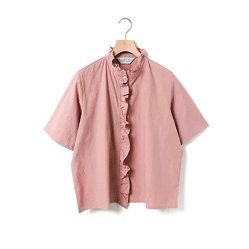 【ミディウミ/MidiUmi】のハーフスリーブフリルショートシャツ インテリア・キッズ・メンズ・レディースファッション・服の通販 founy(ファニー) 　ファッション　Fashion　レディースファッション　WOMEN　トップス・カットソー　Tops/Tshirt　シャツ/ブラウス　Shirts/Blouses　スタンド　Stand　タイプライター　Typewriter　フリル　Frills　フロント　Front　ワイド　Wide　エレガント 上品　Elegant　人気　Popularity　半袖　Short Sleeve　夏　Summer　ピンク|ID: prp329100004535057 ipo3291000000032049143