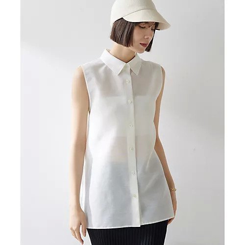 【ウィムガゼット/Whim Gazette】のシアーノースリーブシャツ 人気、トレンドファッション・服の通販 founy(ファニー) 　ファッション　Fashion　レディースファッション　WOMEN　トップス・カットソー　Tops/Tshirt　キャミソール / ノースリーブ　No Sleeves　シャツ/ブラウス　Shirts/Blouses　2025年　2025　2025春夏・S/S　Ss,Spring/Summer,2025　おすすめ　Recommend　オーガンジー　Organdy　シルク　Silk　シンプル　Simple　スリット　Slit　セットアップ　Set Up　ノースリーブ　No Sleeve　エレガント 上品　Elegant　other-3|ID: prp329100004535065 ipo3291000000032049193