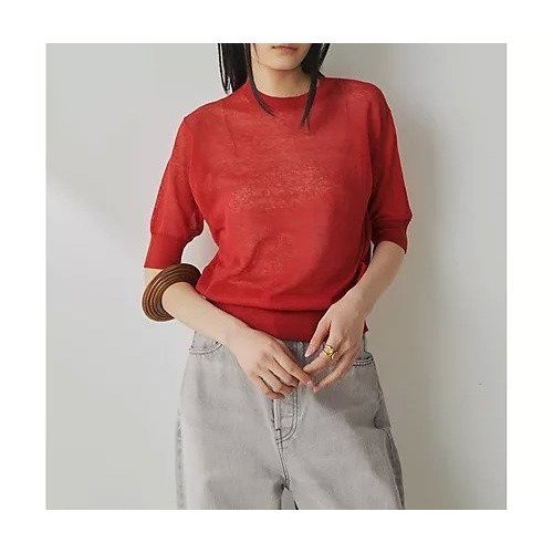 【ウィムガゼット/Whim Gazette】のシアーリネンハーフスリーブプルオーバー インテリア・キッズ・メンズ・レディースファッション・服の通販 founy(ファニー) 　ファッション　Fashion　レディースファッション　Fashion for Women　トップス・カットソー　Cut & Sew Tops　カジュアルプルオーバー・ニットトップス　Pullovers & Knit Tops / Casual Pullovers　アンサンブル　Ensemble Set　インナー　Innerwear　シンプル　Simple, Minimal　ジャケット　Jacket, Outerwear　スリーブ　Sleeve, Long Sleeve / Short Sleeve　ハーフ　Half, Half-Length　フィット　Fit, Slim Fit　フェミニン　Feminine, Girly　半袖　Short Sleeve, Half Sleeve　リネン　Linen, Linen Fabric　おすすめ　Recommended / Our Picks　2025年　2025　2025春夏・S/S　Spring/Summer 2025 SS25　レッド|ID: prp329100004535068 ipo3291000000032049219