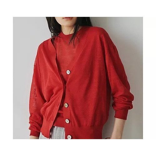 【ウィムガゼット/Whim Gazette】のシアーリネンカーディガン インテリア・キッズ・メンズ・レディースファッション・服の通販 founy(ファニー) 　ファッション　Fashion　レディースファッション　WOMEN　トップス・カットソー　Tops/Tshirt　カーディガン　Cardigans　アンサンブル　Ensemble　インナー　Inner　シンプル　Simple　ジャケット　Jacket　フェミニン　Feminine　リネン　Linen　おすすめ　Recommend　夏　Summer　2025年　2025　2025春夏・S/S　Ss,Spring/Summer,2025　レッド|ID: prp329100004535073 ipo3291000000032049260