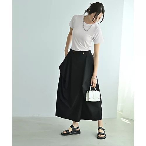 【スタイルデリ/STYLE DELI】の【BLK001】アシンメトリータックスカート 人気、トレンドファッション・服の通販 founy(ファニー) 　ファッション　Fashion　レディースファッション　WOMEN　スカート　Skirt　オーガンジー　Organdy　春　Spring　シンプル　Simple　スリット　Slit　チェック　Check　ドレープ　Drape　定番　Standard　バルーン　Balloon　フラット　Flat　フロント　Front　ミモレ　Mimore　A/W・秋冬　Aw・Autumn/Winter・Fw・Fall-Winter　S/S・春夏　Ss・Spring/Summer　おすすめ　Recommend　夏　Summer　旅行　Travel　エレガント 上品　Elegant　other-2|ID: prp329100004535077 ipo3291000000032049280
