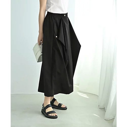 【スタイルデリ/STYLE DELI】の【BLK001】アシンメトリータックスカート 人気、トレンドファッション・服の通販 founy(ファニー) 　ファッション　Fashion　レディースファッション　WOMEN　スカート　Skirt　オーガンジー　Organdy　春　Spring　シンプル　Simple　スリット　Slit　チェック　Check　ドレープ　Drape　定番　Standard　バルーン　Balloon　フラット　Flat　フロント　Front　ミモレ　Mimore　A/W・秋冬　Aw・Autumn/Winter・Fw・Fall-Winter　S/S・春夏　Ss・Spring/Summer　おすすめ　Recommend　夏　Summer　旅行　Travel　エレガント 上品　Elegant　other-3|ID: prp329100004535077 ipo3291000000032049281