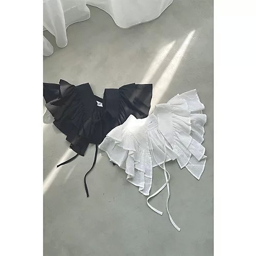 【マージュール/marjour】のDOUBLE RUFFLE COLLAR インテリア・キッズ・メンズ・レディースファッション・服の通販 founy(ファニー) 　ファッション　Fashion　レディースファッション　Fashion for Women　シアー　Sheer, See-Through　プリント　Print, Printed Pattern　ベーシック　Basic, Essential　マニッシュ　Mannish, Boyish　モノトーン　Monotone, Black and White　BLACK|ID: prp329100004535135 ipo3291000000032049548