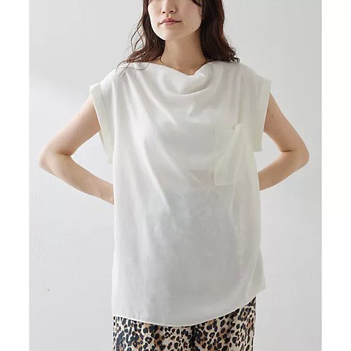【ウィムガゼット/Whim Gazette】のサテンワッシャーノースリブラウス インテリア・キッズ・メンズ・レディースファッション・服の通販 founy(ファニー) 　ファッション　Fashion　レディースファッション　WOMEN　トップス・カットソー　Tops/Tshirt　シャツ/ブラウス　Shirts/Blouses　2025年　2025　2025春夏・S/S　Ss,Spring/Summer,2025　サテン　Satin　スリーブ　Sleeve　ドレープ　Drape　ノースリーブ　No Sleeve　バランス　Balance　フレンチ　French　ボトム　Bottom　ポケット　Pocket　ワッシャー　Washer　オフホワイト|ID: prp329100004537204 ipo3291000000032061927