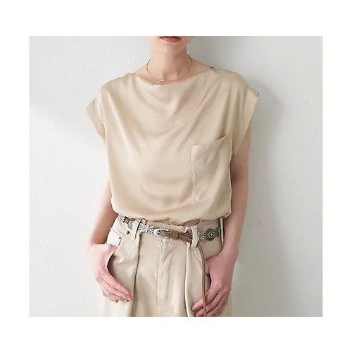 【ウィムガゼット/Whim Gazette】のサテンワッシャーノースリブラウス インテリア・キッズ・メンズ・レディースファッション・服の通販 founy(ファニー) 　ファッション　Fashion　レディースファッション　WOMEN　トップス・カットソー　Tops/Tshirt　シャツ/ブラウス　Shirts/Blouses　2025年　2025　2025春夏・S/S　Ss,Spring/Summer,2025　サテン　Satin　スリーブ　Sleeve　ドレープ　Drape　ノースリーブ　No Sleeve　バランス　Balance　フレンチ　French　ボトム　Bottom　ポケット　Pocket　ワッシャー　Washer　ベージュ|ID: prp329100004537204 ipo3291000000032061929