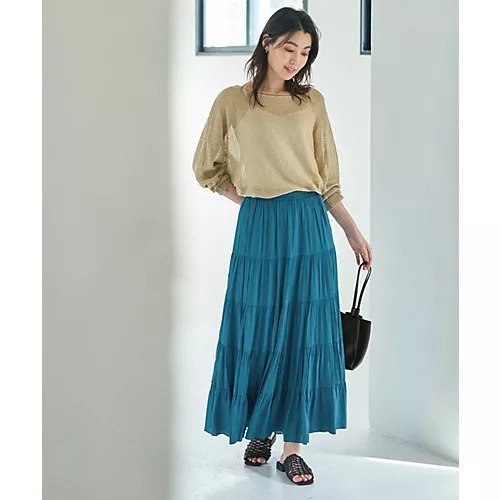 【スタイルデリ/STYLE DELI】のコットン質感楊柳ティアードスカート 人気、トレンドファッション・服の通販 founy(ファニー) 　ファッション　Fashion　レディースファッション　WOMEN　スカート　Skirt　ティアードスカート　Tiered Skirts　春　Spring　ギャザー　Gather　サマー　Summer　ジャケット　Jacket　スリット　Slit　タンク　Tank　ターコイズ　Turquoise　ティアード　Tiered　ティアードスカート　Tiered Skirt　定番　Standard　パターン　Pattern　パープル　Purple　フレア　Flare　ポケット　Pocket　リゾート　Resort　ループ　Loop　ロング　Long　冬　Winter　A/W・秋冬　Aw・Autumn/Winter・Fw・Fall-Winter　S/S・春夏　Ss・Spring/Summer　プチプライス・低価格　Affordable　おすすめ　Recommend　夏　Summer　other-2|ID: prp329100004537215 ipo3291000000032062000