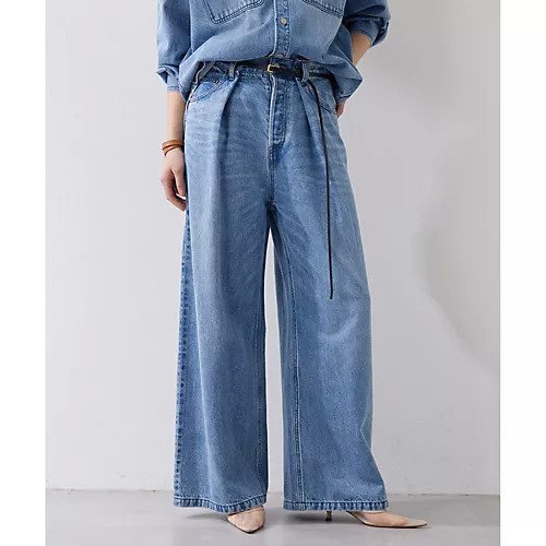 【ウィムガゼット/Whim Gazette】のデニムタックパンツ インテリア・キッズ・メンズ・レディースファッション・服の通販 founy(ファニー) 　ファッション　Fashion　レディースファッション　WOMEN　パンツ　Pants　ヴィンテージ　Vintage　ケミカル　Chemical　ストレート　Straight　セットアップ　Set Up　デニム　Denim　ドレープ　Drape　フロント　Front　ワイド　Wide　おすすめ　Recommend　2025年　2025　2025春夏・S/S　Ss,Spring/Summer,2025　インディゴブルー|ID: prp329100004537217 ipo3291000000032062013