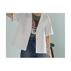 【スタイルデリ/STYLE DELI】の綿麻ノーカラー半袖ジャケット ホワイト|ID: prp329100004537239 ipo3291000000032062149