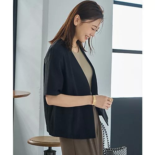 【スタイルデリ/STYLE DELI】の綿麻ノーカラー半袖ジャケット 人気、トレンドファッション・服の通販 founy(ファニー) 　ファッション　Fashion　レディースファッション　WOMEN　アウター　Coat Outerwear　ジャケット　Jackets　春　Spring　シルバー　Silver　シンプル　Simple　ジャケット　Jacket　スリット　Slit　定番　Standard　フロント　Front　ボックス　Box　ポケット　Pocket　半袖　Short Sleeve　S/S・春夏　Ss・Spring/Summer　夏　Summer　other-3|ID: prp329100004537239 ipo3291000000032062153